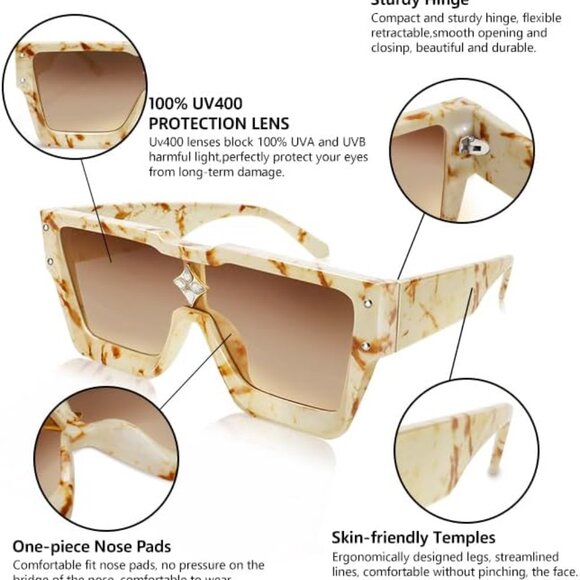 Oversized Square Sunglasses Womens Mens Sunglasses Big Frame Retro Fashion main image 6